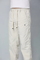 Net Lining and Waist String Detail on LOFA Men’s Cream Comfort Fit Trousers