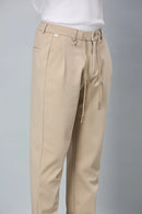 Triangle Ring and Waist String Detail on LOFA Men’s khaki Relaxed Fit Trousers
