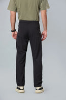 Men’s black formal trousers back view – 100% polyester with elastic waist.