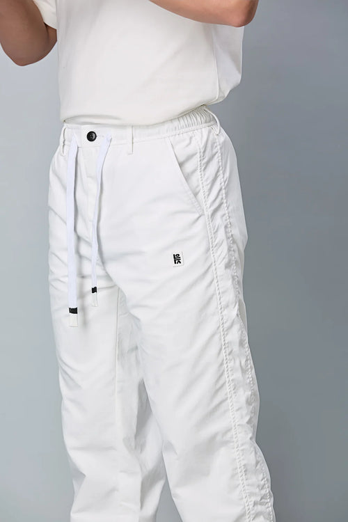 Net Lining and Waist String Detail on LOFA Men’s White Comfort Fit Trousers