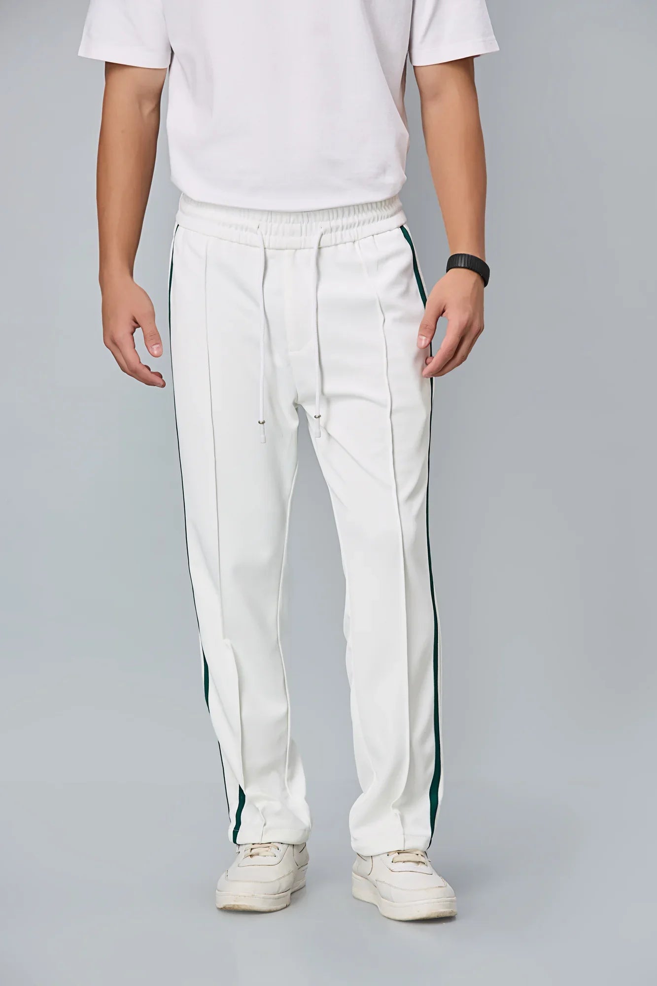 Straight Fit White Active Pants