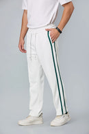Side view of men’s white straight-fit active trousers – LOFA lightweight stretchable pants for casual and active wear.