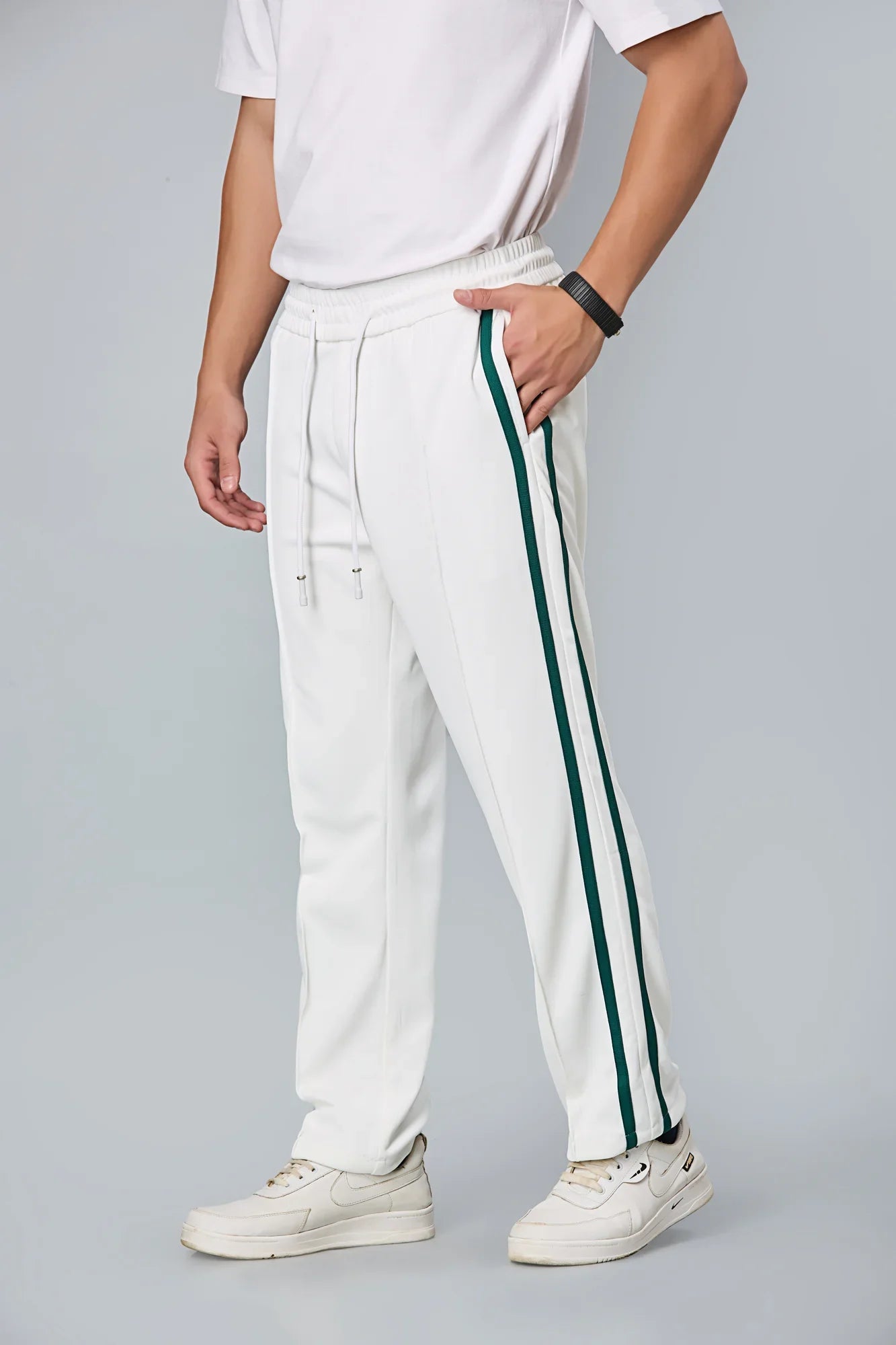 Straight Fit White Active Pants