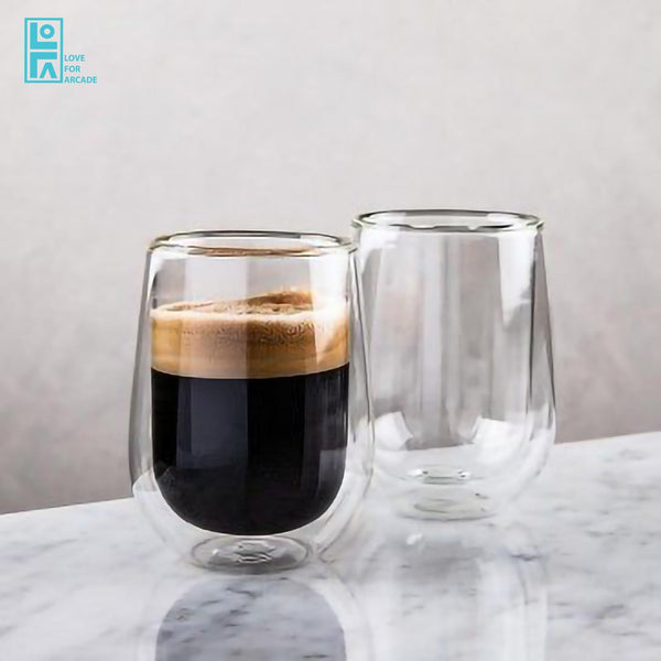 LOFA Double Wall Heat Resistant Borosilicate Clear Glass Tea/Coffee Mug  - 300 ml - LOFA-Love for Arcade